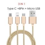 Cable 3 En 1 Micro Usb Tipo C Lightning Carga Rapida Datos